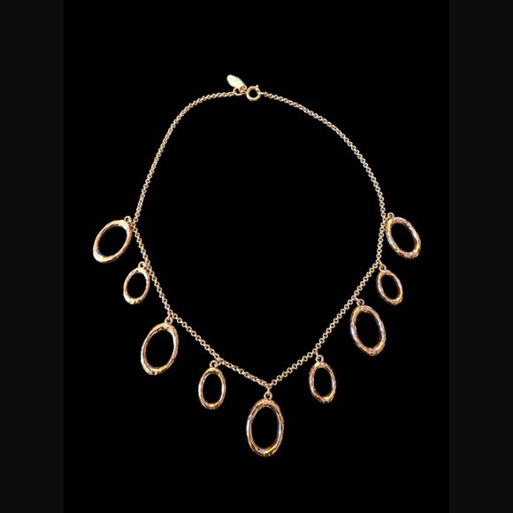 Ann Taylor Rose Gold Tone Geometric Textured Open Oval 18.25" Necklace - Picture 8 of 8